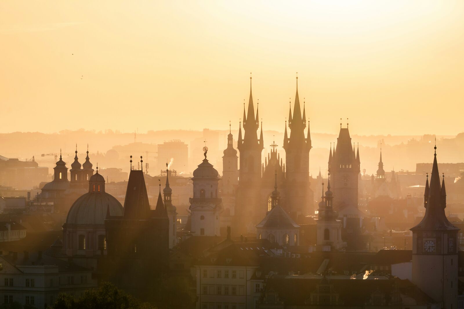 Prague skyline at sunset